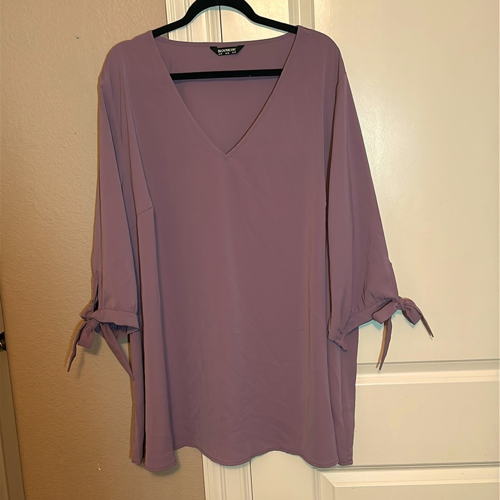 Bloomchic Mauve Knotted Sleeve Blouse